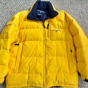 Vtg Polo Sport Ralph Lauren Puffer Down Jacket Coat Yellow Size L Y2K 90s